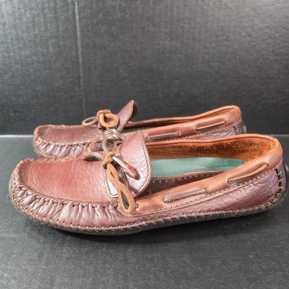 HS‎ Trask Mens 9.5 D Bison Leather Driving Loafers Brown Moccasins 3285-7 Loafer